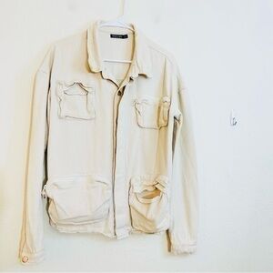 Nasty Gal Utility Outdoor Jacket Women Size 2 Cream Pockets